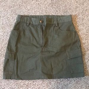 Army green mini skirt